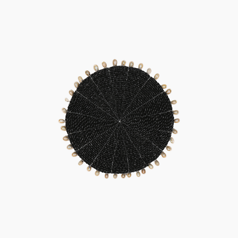 Braided Seashell Black Round Placemat
