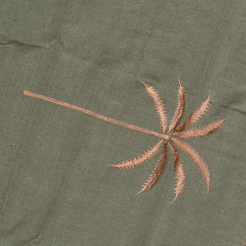 Green Linen Palm Tree Embroidered Runner