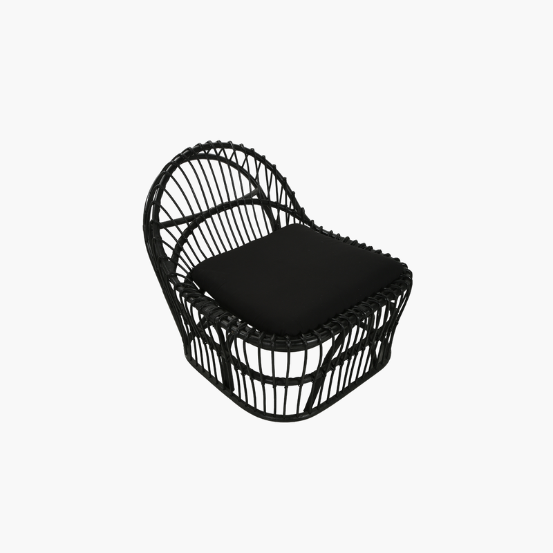 Garlo Tekli Siyah Rattan Koltuk