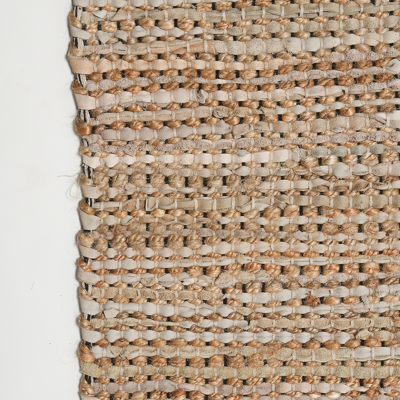 Rosel %10 Pamuk %65 Jüt %25 Deri El Dokuması Halı 200x300 Cm