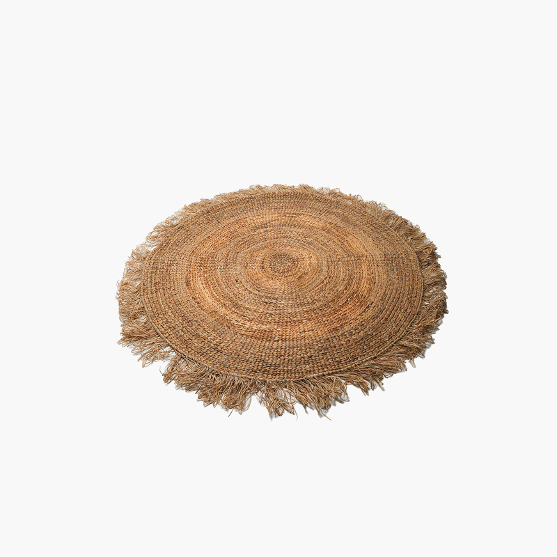 Seagrass Natural Püsküllü Yuvarlak Halı