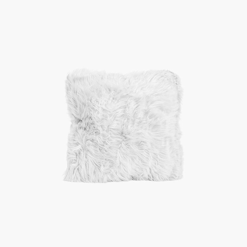Beyaz Uzun Tüylü Peluş Kırlent 42cm
