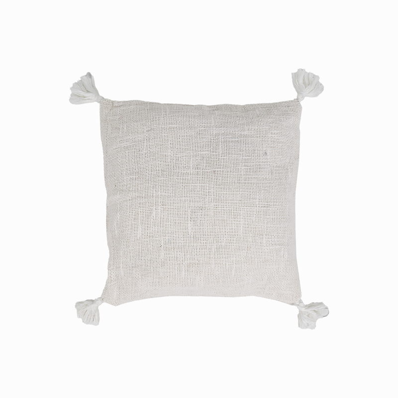 Keten Püsküllü Kare Kirlent 43 cm