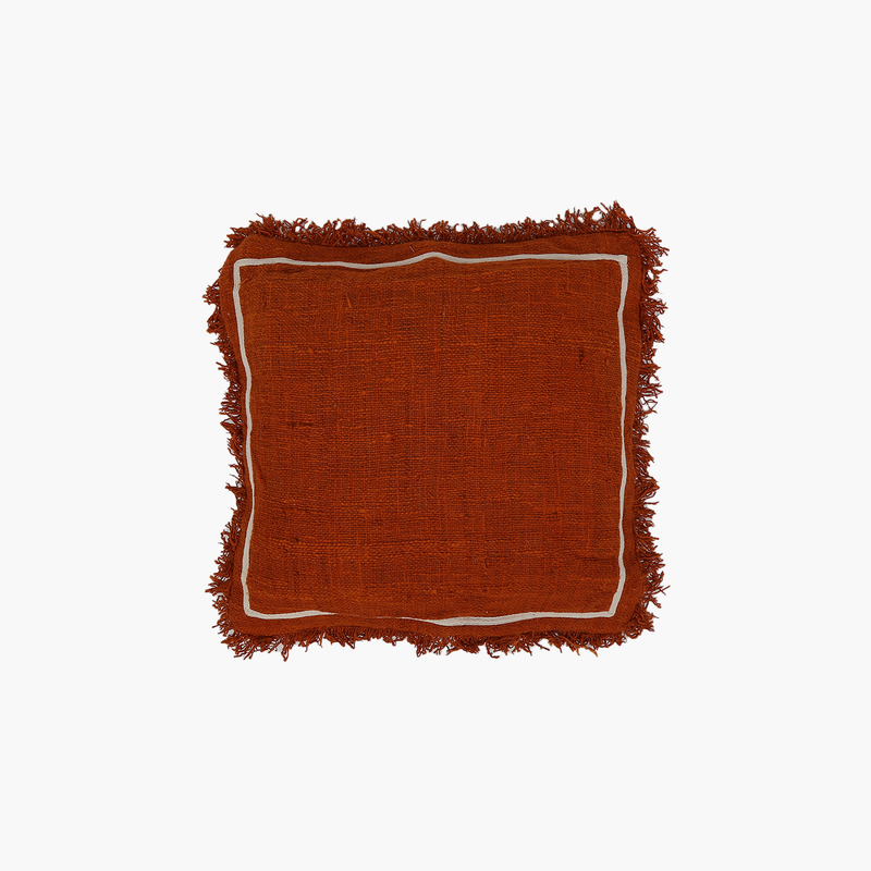 Keten Terracotta Renkli Kare Kırlent 50 cm