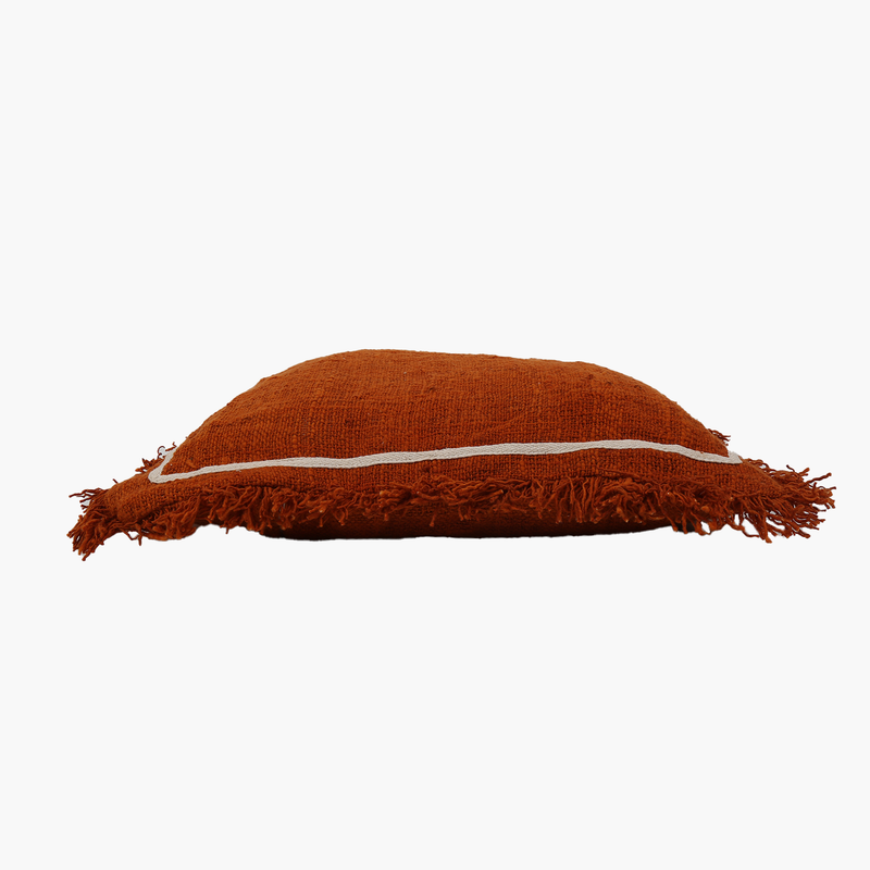 Keten Terracotta Renkli Kare Kırlent 50 cm