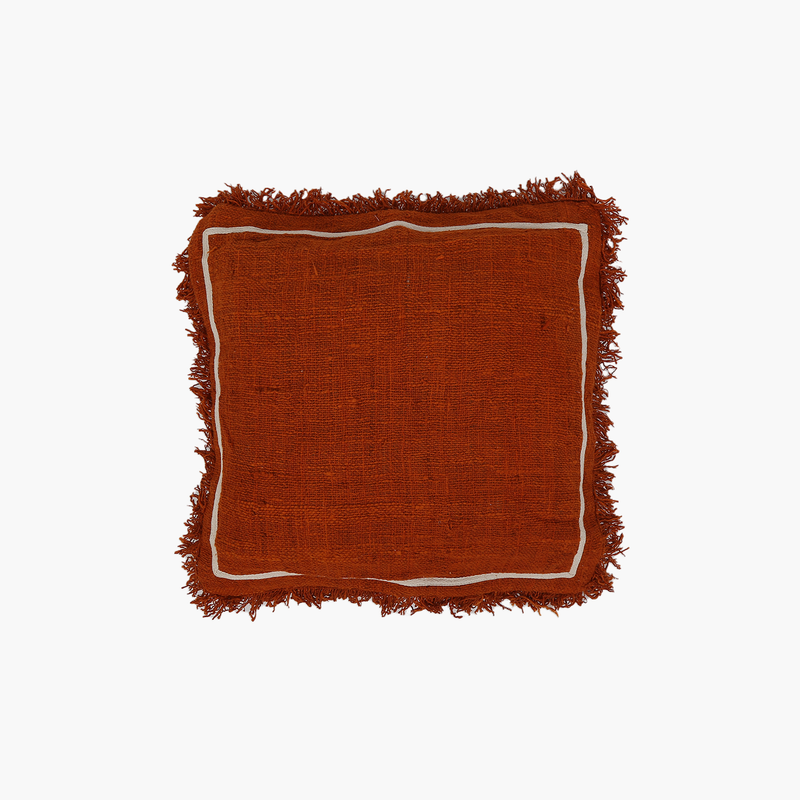 Keten Terracotta Renkli Kare Kırlent 40 cm