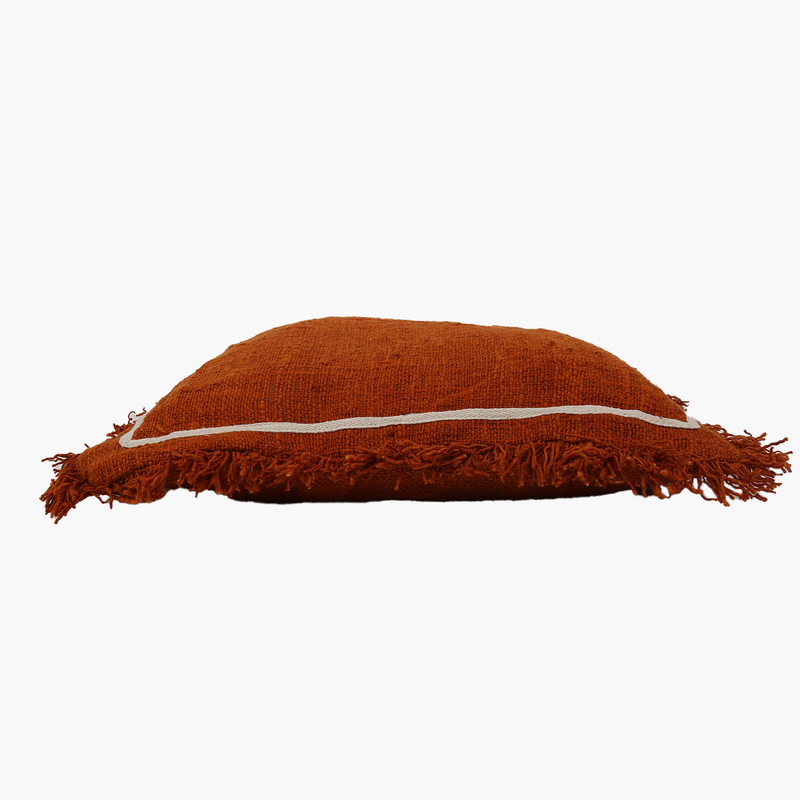 Keten Terracotta Renkli Kare Kırlent 40 cm