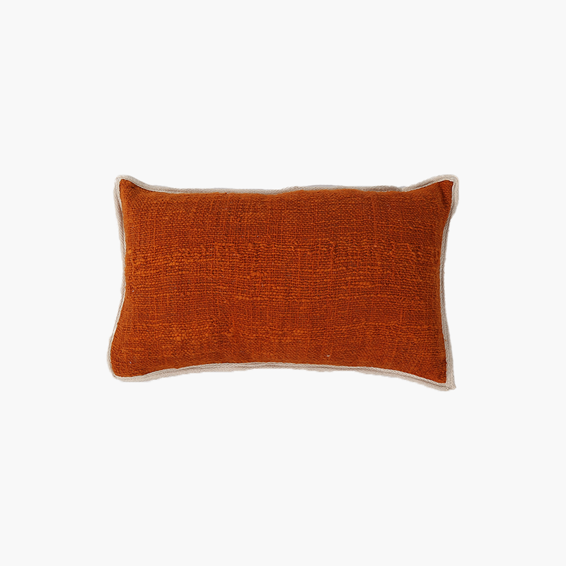 Keten Terracotta Renkli Dikdörtgen Kırlent