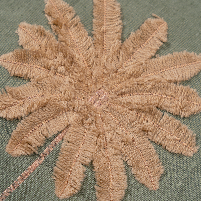 Linen Palm Pattern Green Piqué