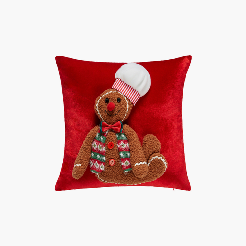 JC  HAPPY SUGAR Kırmızı Kadifeli Cookie Şef Peluş Yastık Kılıf 42cm