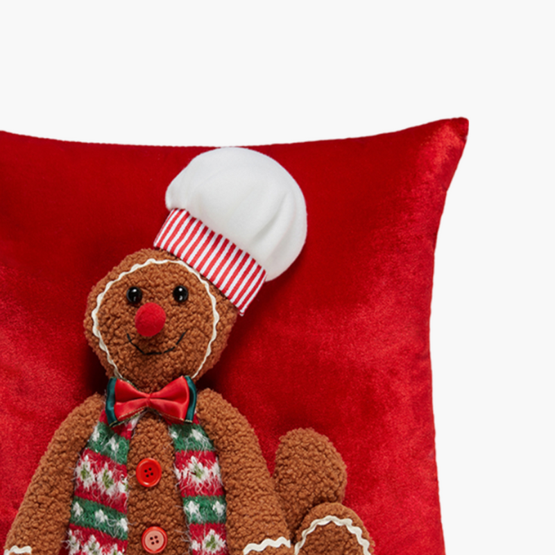 JC  HAPPY SUGAR Kırmızı Kadifeli Cookie Şef Peluş Yastık Kılıf 42cm