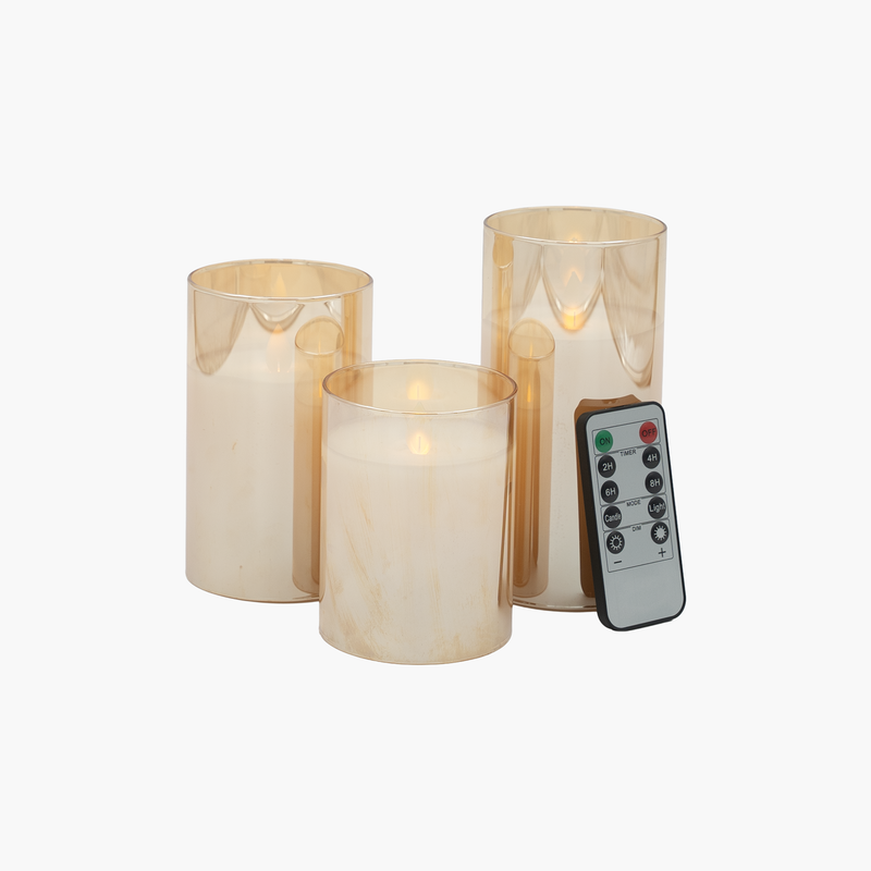 3'lü Led Mum Set Amber