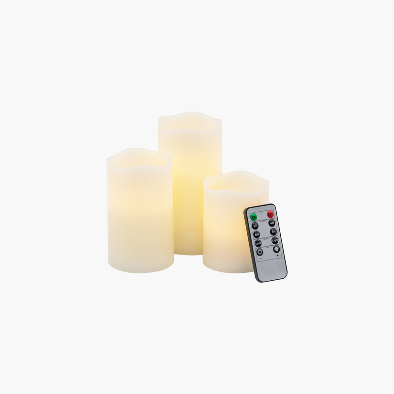 Led Mum Set Ivory B 3'lü