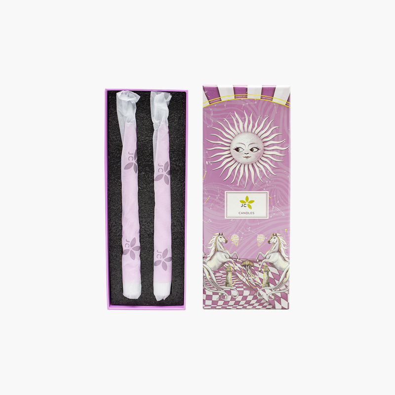 Set Burgulu Led Işık Pembe Mum 22cm 2'li