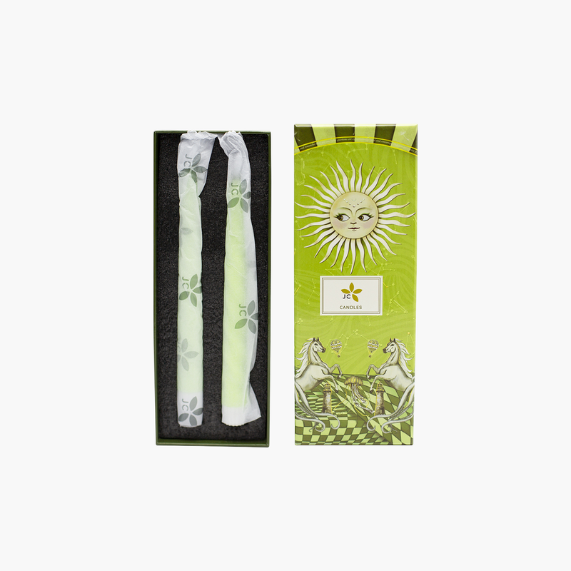 Set Burgulu Led Işık Yeşil Mum 22cm 2'li