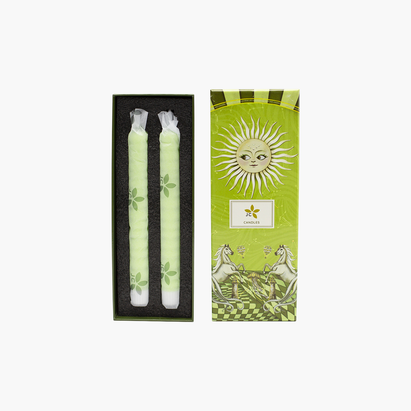 Set Boğumlu Led Işık Yeşil Mum 22cm 2'li