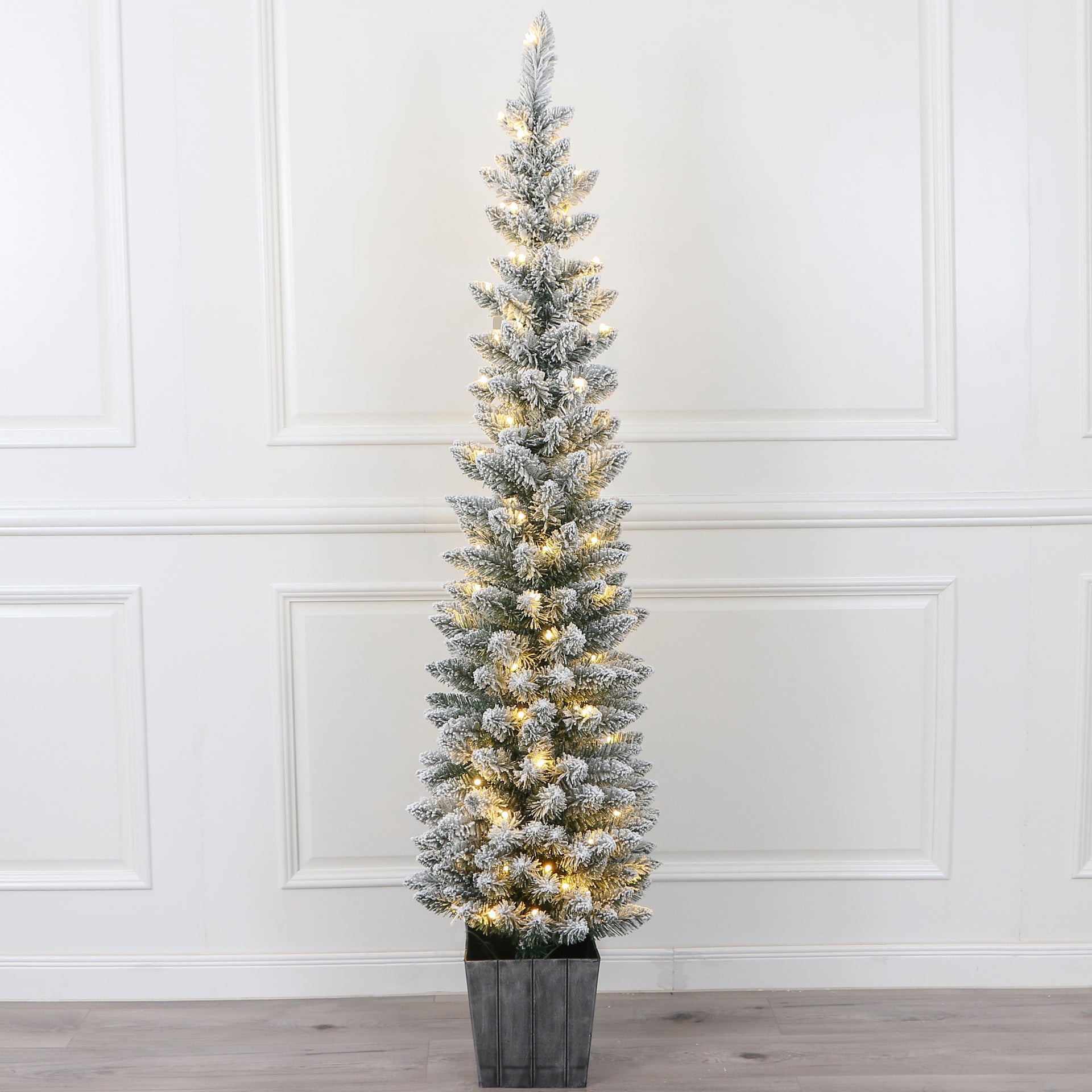 JC Saksılı Karlı Yılbaşı Ağacı Dekor 168cm (Kendinden Led'li)