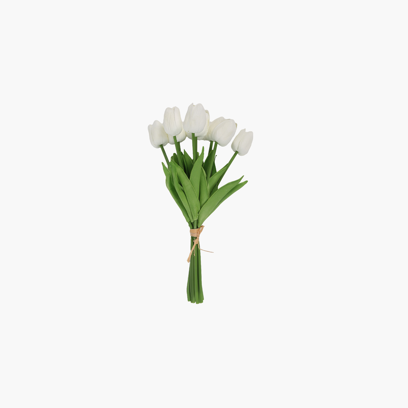 9'lu Lale Buket Beyaz 32cm