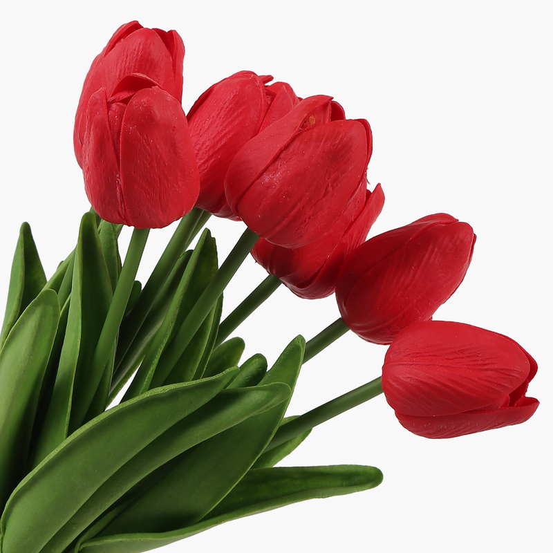 9'lu Lale Buket Kırmızı 32cm