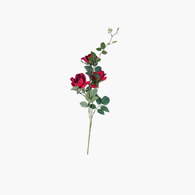 3 Başlı Gül Dal Koyu Kırmızı 80cm