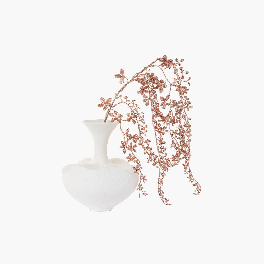 JC Pink Glittery Leaf Branch 90cm