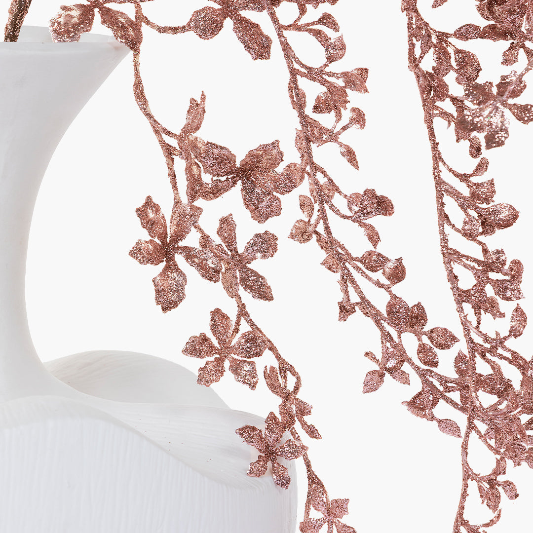 JC Pink Glittery Leaf Branch 90cm