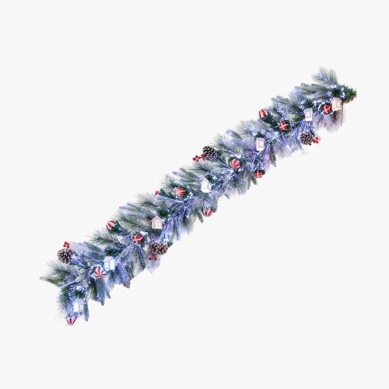JC Kozalak ve Kokina Süslü Garland 200cm (Kendinden Led'li)