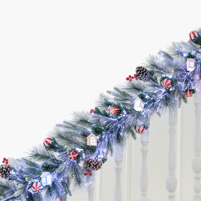 JC Kozalak ve Kokina Süslü Garland 200cm (Kendinden Led'li)