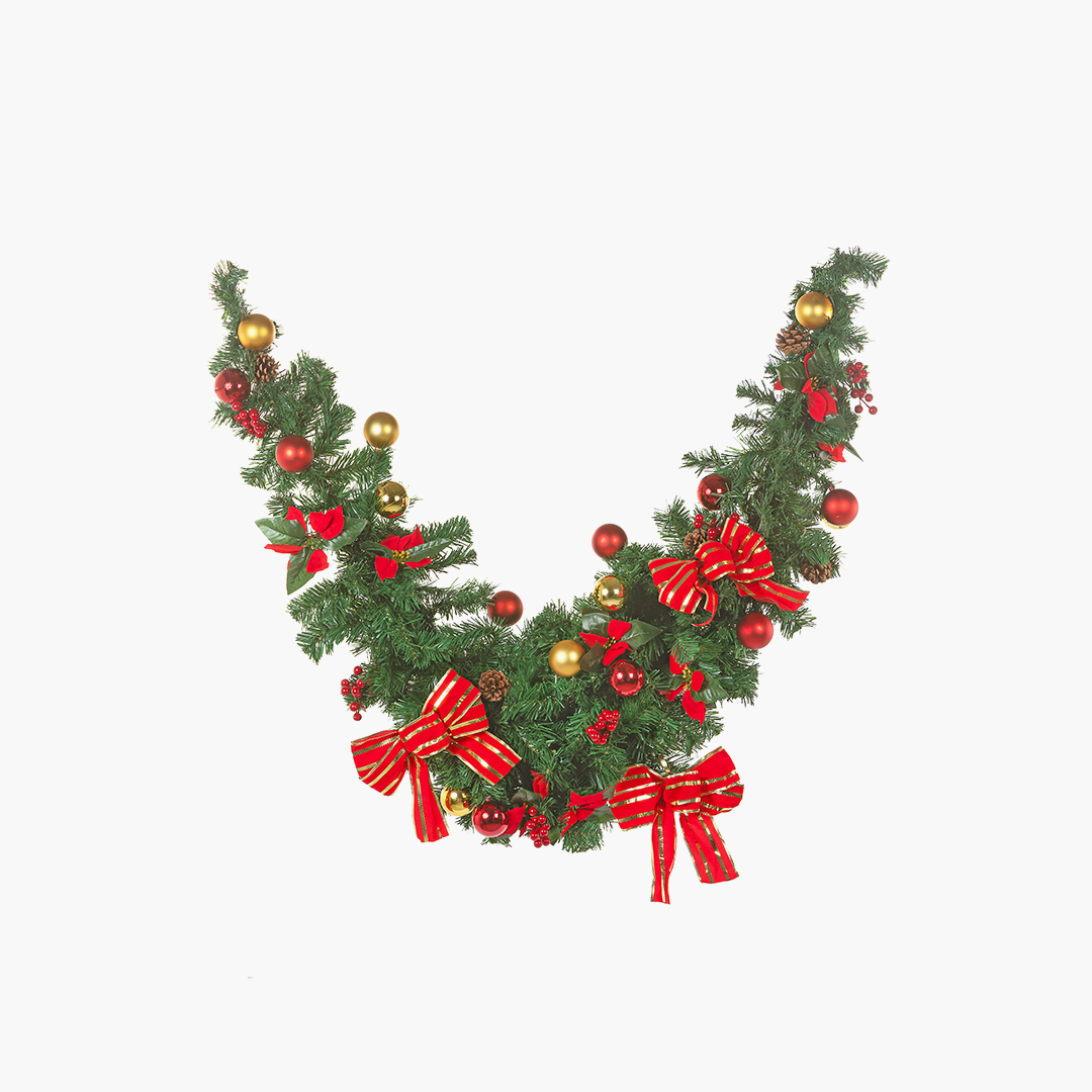 JC Self-Red Decorative Pine Tree Wall Decor 180cm (with Built-in LED)