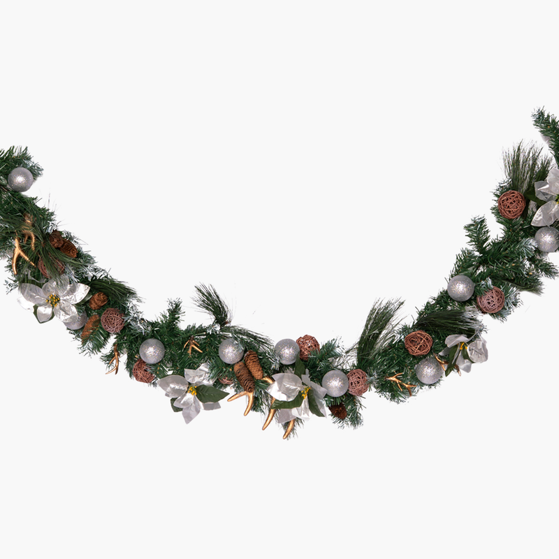 JC Kendinden Süslü Karlı Garland 180cm (Kendinden Led'li)
