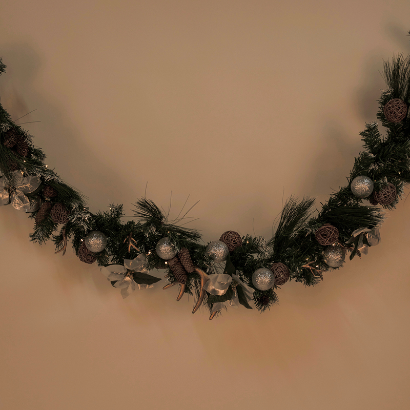 JC Kendinden Süslü Karlı Garland 180cm (Kendinden Led'li)