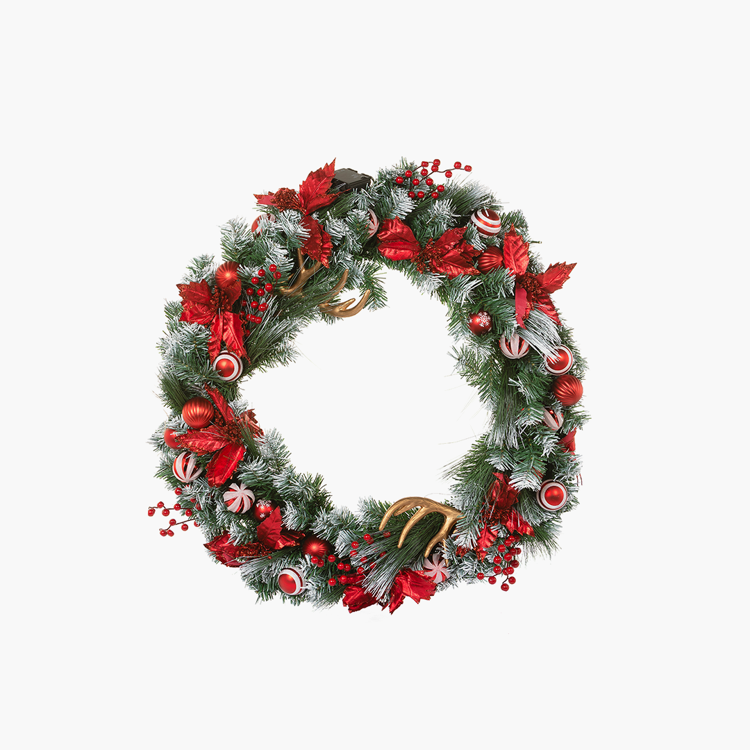 JC Self-Decorated Red Snow Garland 80cm XL (with Built-in LED)