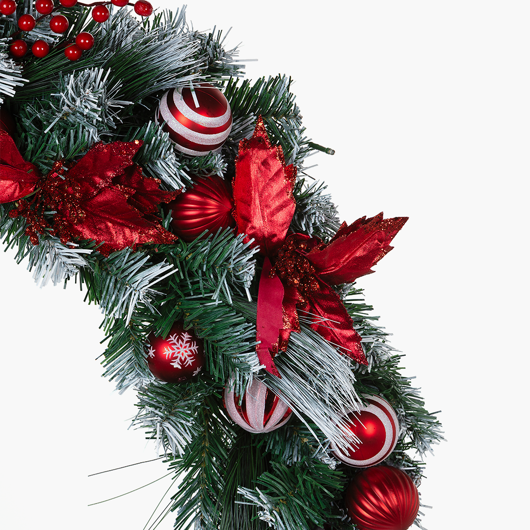 JC Self-Decorated Red Snow Garland 80cm XL (with Built-in LED)