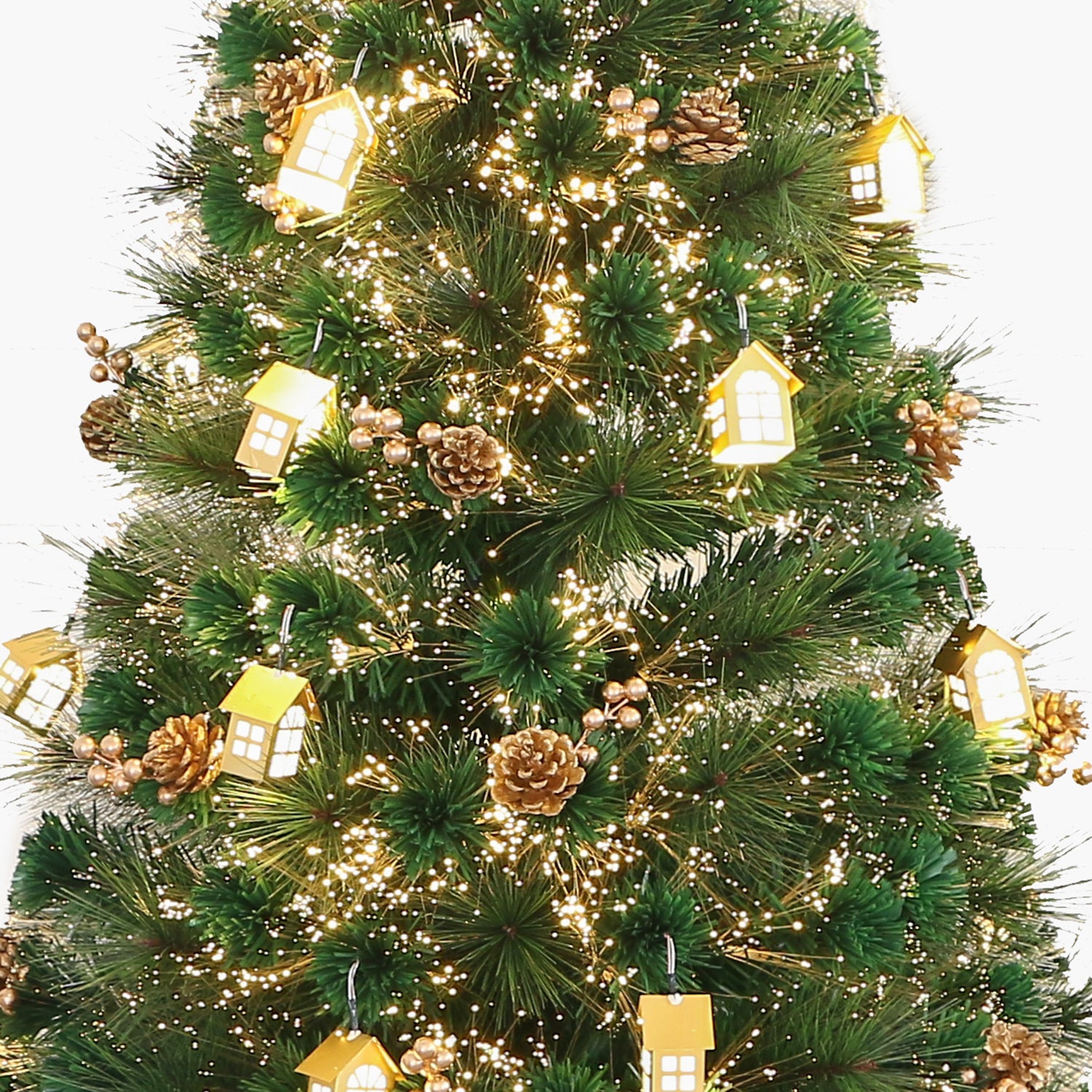 JC Kozalak Kendinden Işıklı Ev Süslü Yılbaşı Ağacı 180cm (Kendinden Led'li)