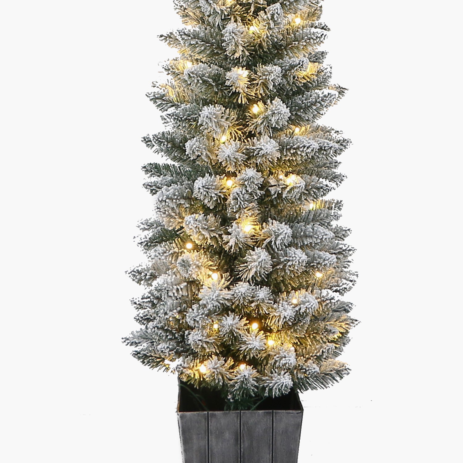 JC Saksılı Karlı Yılbaşı Ağacı Dekor 168cm (Kendinden Led'li)