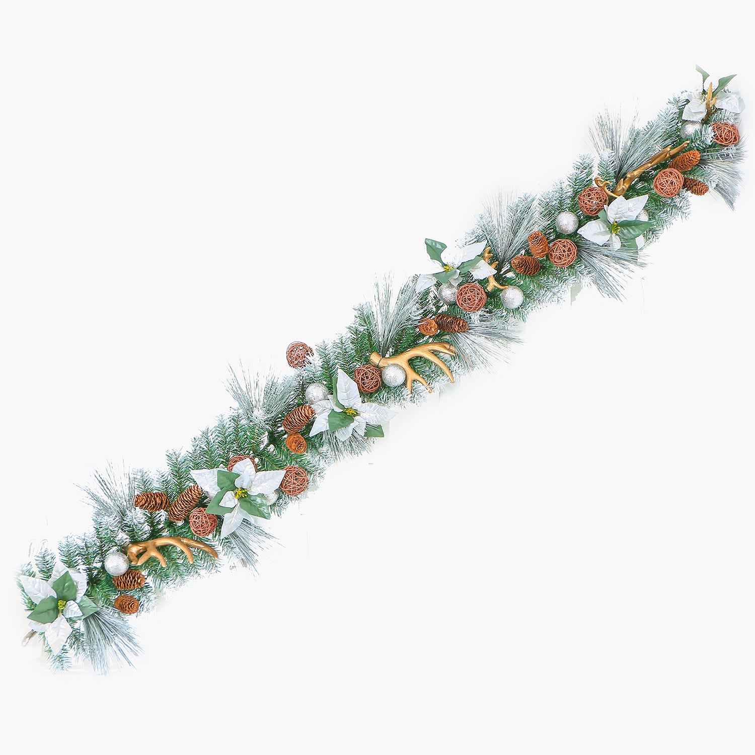 JC Kendinden Süslü Karlı Garland 180cm (Kendinden Led'li)