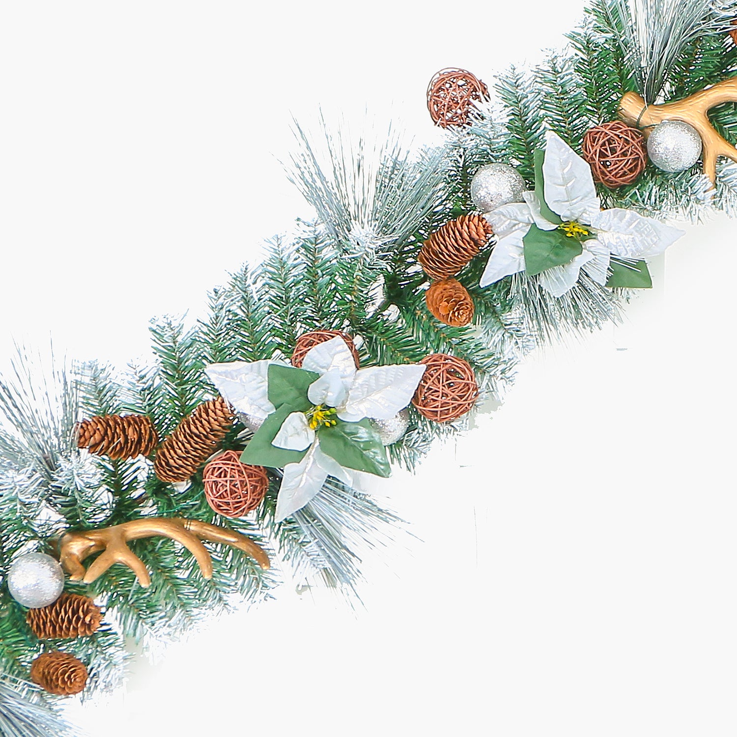 JC Kendinden Süslü Karlı Garland 180cm (Kendinden Led'li)